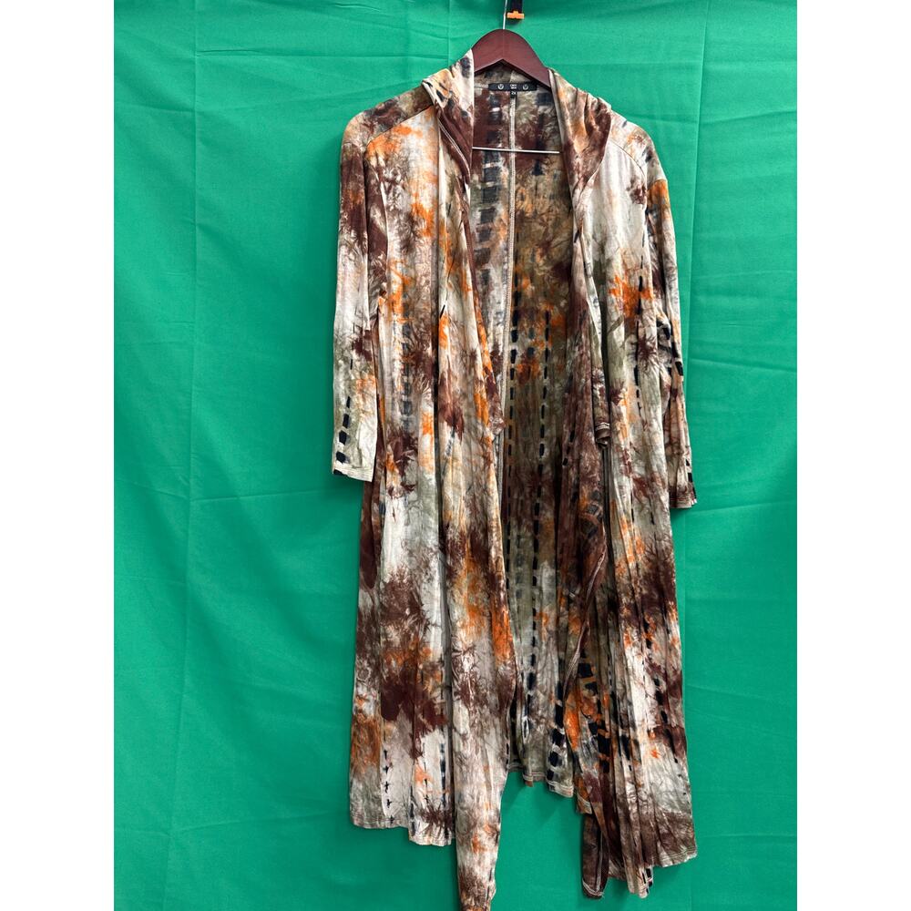 Coin 1804 women’s Tie-Dye Jersey funky Boho long sleeve hoodie open Cardigan  2X - Picture 3 of 7